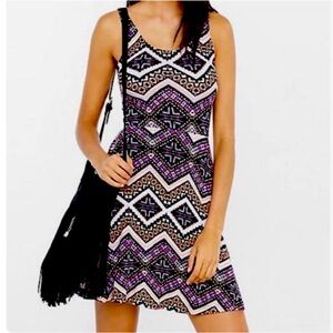 Express Rayon Scoop Neck Aztec Dress